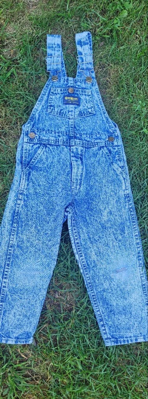 Vintage OshKosh B'gosh Vestbak Overalls Size 4t Cotton Acid Wash Blue Denim USA